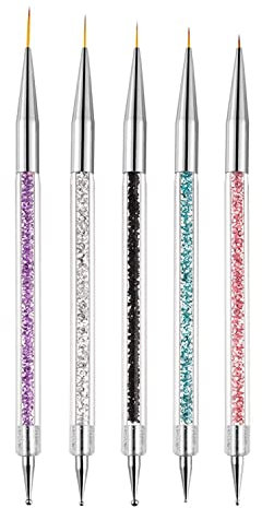 5 Pieces Double-Ended Nail Art Acrylic Point Drill Drawing Brush Pen, Double-Ended Nail Art Brushes,Nail Dotting Pens ,Acrylic Nail Brushes,Point Drill Nail Dotting Drawing Painting Tools