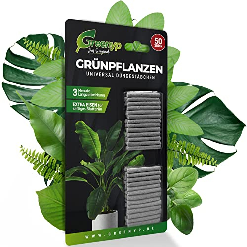Greenyp 200x Universal Grünpflanzen Düngestäbchen für alle Grünpflanzen, Zimmerpflanzen und Balkonpflanzen I Universaldünger NPK Dünger Langzeitdünger mit Extra Eisen und 3 Monate Düngekraft
