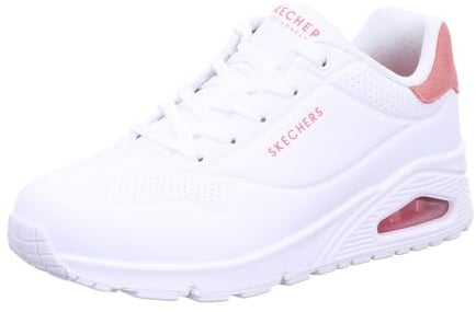 Skechers Damen Uno Stand On Air Sneakers, Weißer Durabuck Korallenlederbesatz, 38 EU