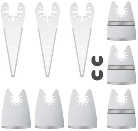 9pcs Oscillating Scraper Blades for caulk adhesive sealant removal, Universal Multi tool Quick Release, 3pcs Rigid Scraper, 3pcs Flexible Scraper, 3pcs tapered scraper