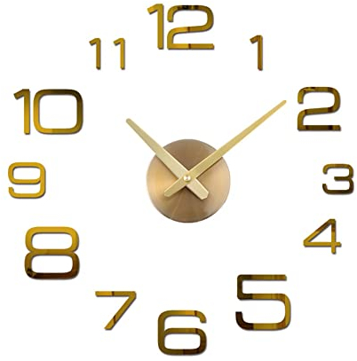 BYNYXI Rahmenlose Wanduhren 50cm-70cm, 3D Wanduhr mit Spiegel Zahlen Aufkleber Modern Uhr Ohne Tickgeräusche große Wanduhr Acryl Wandtattoos Uhr für Zuhause Wohnzimmer Schlafzimmer Dekoration