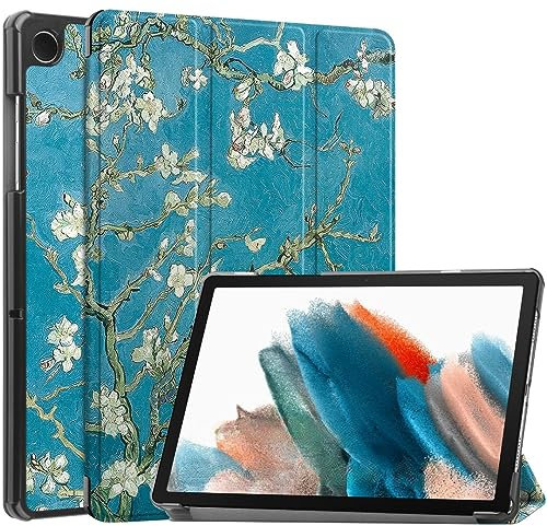 Case2go - Funda Compatible con Samsung Galaxy Tab A9 (2023) 8 Pulgadas - Función automática/Despertar - TPU Caso - Flor Blanca