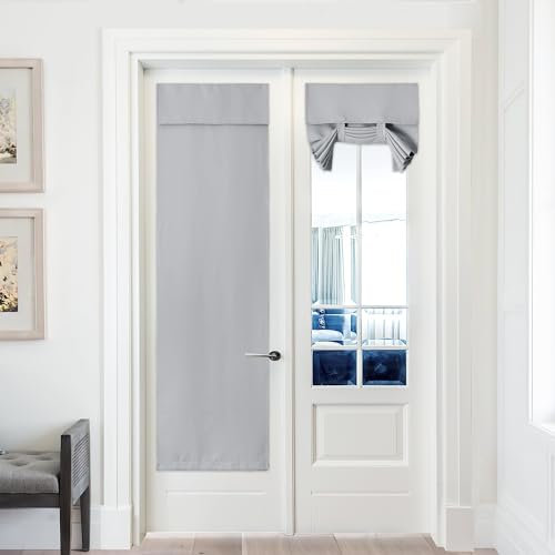 Pony Dance French Door Curtains - Front Door Curtains for Small Window, Privacy Door Shades for Sidelight Curtains, Thermal Insulated Door Side Window Covering, W26 X L72, Sliver Grey, 1 Pc