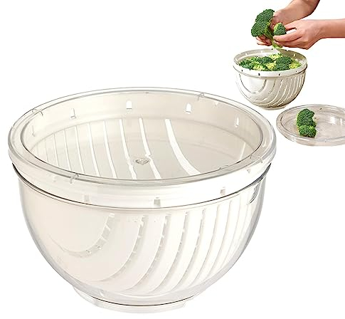 Bol coupe-salade, couvercle de bol de rangement à salade, bol de rangement pour dicers, lave-fruits, bol coupe-salade multifonctionnel, bol hachoir à salade, pique-nique, barbecue, camping, restaurant