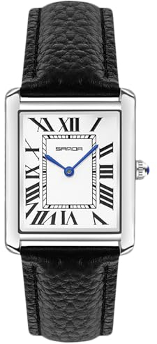 rorios Vintage Paar Uhren Analoge Quarz Armbanduhr Damen Herren Rechteckige Uhr Elegante Edelstahl Uhr Mode Einfach Uhr mit Leder Armband für Männer