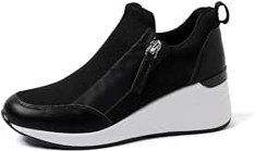 QUEEN HELENA Scarpe da Ginnastica con Zip Laterale Sneakers con Zeppa Casual Donna X30-24 (Nero, Sistema Taglie Calzature EU, Adulto, Donna, Numero, Media, 39)