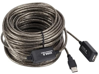 Ronyme Cable de extensión USB, señal integrada, Chip Integrado, transmisión Estable, Extensor USB Compatible para escáner, Auriculares, impresoras, 20 Metros