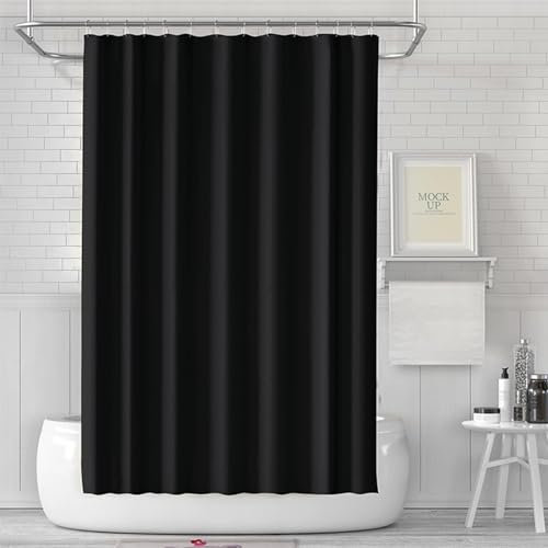 COSORO PEVA Shower Curtain 180x180cm,Heavy Duty Plastic Black Weighted Shower Curtains Mould Proof Resistant Waterproof Bath Curtains with 3 Magnet 12 Hooks for Wet Room,Bathroom,Shower Stall,Bath Tub