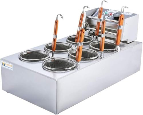 Bollitore for pasta, cuoci pasta elettrico, macchine for pasta con cestello a 6 fori, cottura della pasta in acciaio inossidabile commerciale e domestica