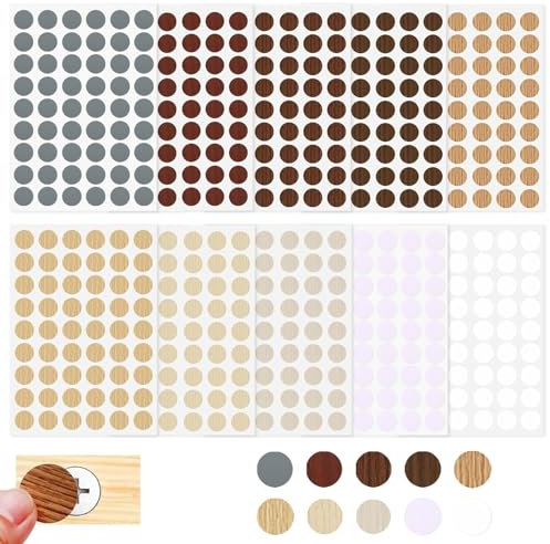 540 Stück/10 Farben Schraubenloch Aufkleber, Selbstklebende Schraubenabdeckung 21MM für Möbel, wasserdichte Abdeckkappen, Geeignet für Holzmöbel, Perfekt zum Abdecken von Schraubenköpfen