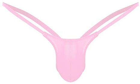 Mens Briefs Pink 1pc Sexy Mens G-Strings Men's Thong Underwear Plain Bulge Pouch Low Rise Bikini Thongs Underpants Knickers Men Sissy Lingerie Joke Secret Gift