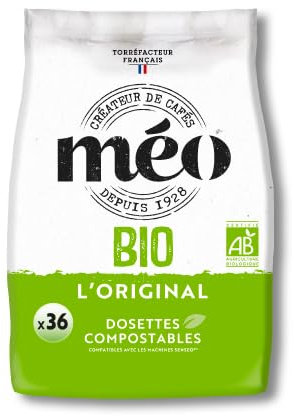Café Méo Dosettes Original Bio - Pack de 432 Capsules (12x36) - compatibles machines à dosettes courantes - Certifié AB