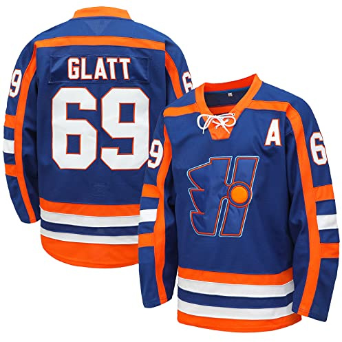 Atonmore Camiseta de Hockey sobre Hielo de los Halifax Highlanders #69 de Glatt, película Cosida de Doug The Thug para Hombre y Mujer, Azul, XXL