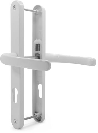 TSS UPVC Door Handles Set - Lever/Lever - 70mm PZ (Centres) - 240mm Screw to Screw - Backplate 270mm X 32mm - UPVC Door Handle - Replacement UPVC Door Handles - PVC Door Handle (White)