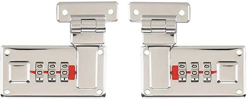 FEFEF Combination Locker ，Luggage Coded Lock,Code Padlock,2pcs Tool Box Hasp, Luggage Suitcase Hasps with Combination Lock,Replacement 3 Digit Combination(Silver Color)