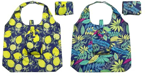 YAMEIZE 2 Stück Einkaufstaschen Groß Wiederverwendbare Faltbare Tasche Tote Handtaschen Einkaufstüte für Shopping Reise Picknick Camper