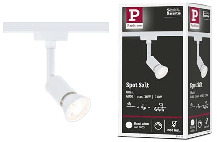 Paulmann 95635 URail Schienenspot Salt GU10 max. 10W dimmbar 230V Signalweiß Schienensystem - Leuchtmittel frei wählbar