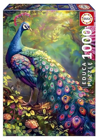 Educa - 1000-teiliges Puzzle für Erwachsene | Pfauengarten. Inklusive Fix Puzzle-Kleber. Maße: 48 x 68 cm. Ab 14 Jahren (20262)
