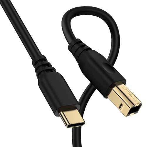 10 Feet Printer Cable to USB C, Type B to Type C Printer Cord for MacBook Pro/Air HP Epson Cannon Brother Lexmark Xerox, USB-C MIDI Cable for Yamaha Casio Digital Piano, MIDI Keyboard, DAC to iPad