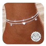Diamday Bracelet de Cheville pour Femme Argent Sterling 925 Chaine Argent Réglable Délicats Bracelets de Cheville Imperméable Bracelet de Cheville Pied Bijoux pour Femme
