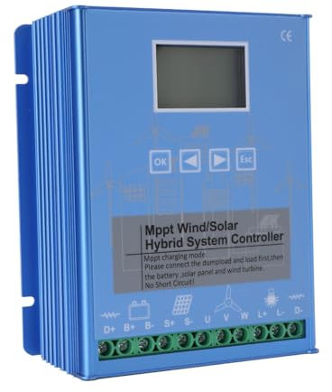 Atsoya Wind Solar Hybrid System MPPT Laderegler, 2000W Solarladeregler 12V 24V Solar Controller Heimgebrauch mit LCD Display mppt-solarladeregler für Netzunabhängige Wind Solar Hybrid Systeme