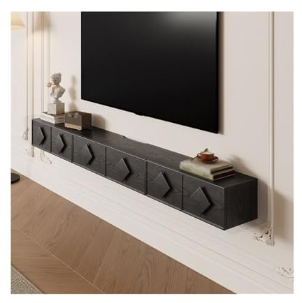 XXAD553TY Mueble de TV Flotante Antiguo for Sala de Estar, apartamento pequeño, Mueble de TV Flotante Minimalista(Negro,150x24x20cm)