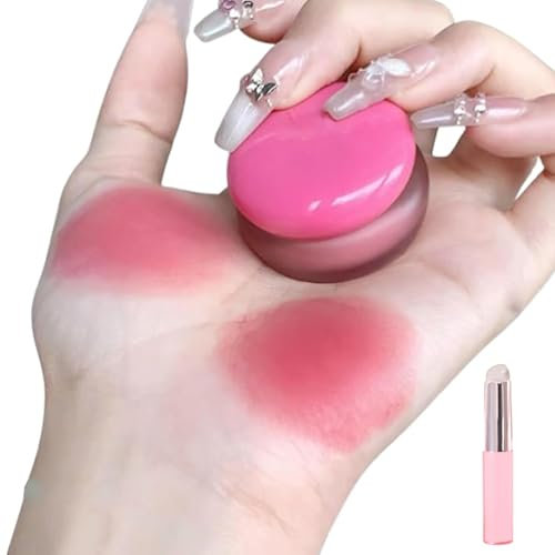Blush Lip Cream, Lip and Cheek Blurry Pudding Pot with Applicator Stick, Multi-Use Blush Lip Cream, Natural and Long-lasting, Weiches, Mattes (#05)