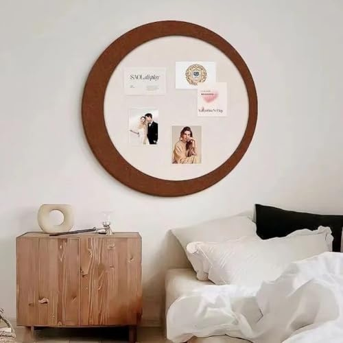 Filz-Pinnwand, rund, 40/60 cm, für DIY-Fotos, Memo-Display, Wandpaneel, faltbare Wandorganisation, selbstklebende Filz-Pinnwand für Zuhause, Büro (Braun, 60 cm)
