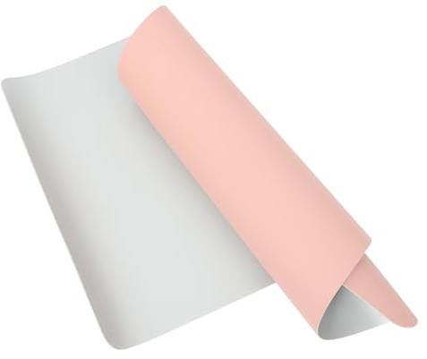 Veemoon Foldable Nail Desk Mat Double-sided Silver and Pink with Straps Large Non-slip Keyboard and Mouse Pad Table Protector for Manicure and Nail Art Cushion