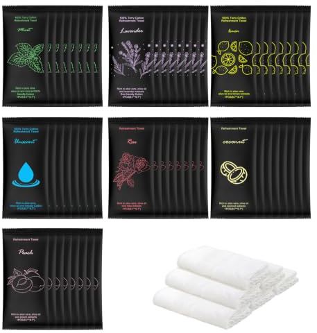 twoworld 70 Moist Cotton Towel Bulk Moist Towelettes Individually Wrapped | White Towel Services,Refreshment Pre Moistened Towels Lavender Lemon Mint Unscented Peach Rose Coconut for Sport 8.7 x 8.7