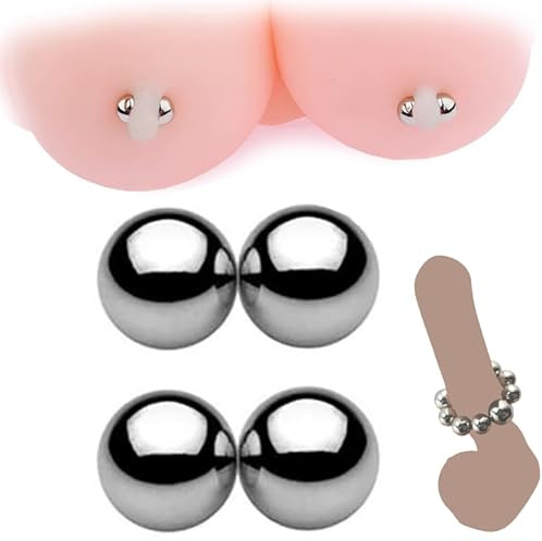 4 Stück magnetische Nippelklemmen mit Kugeln, ohne Piercing, für Klitoris,Nippelringe, Nippelflirt, erotisches Sexspielzeug für Erwachsene, BDSM-Bondage-Clip, Fetisch-Set (2 Paar)