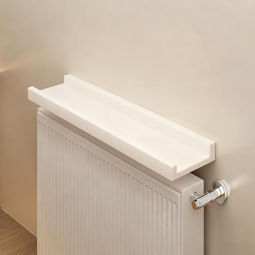 Étagère de Radiateur 30-120 cm Etagere Murale, Cache-radiateur Intérieur, Étagères de Rangement et de Décoration, Charge Maximale 25 kg(White,90X15CM)