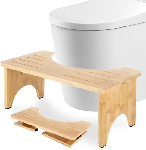 Rlssaki Klappbarer Toilettenhocker Holz, Kackhocker Klohocker WC Hocker, Toilettenhocker Klappbar WC Hocker Erwachsene, Ergonomischer Toilet Stool Kackstuhl für Erwachsene und Kinder