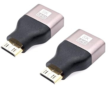 JZK 2X Adaptador Mini HDMI a HDMI, Conector HDMI Macho a Hembra de 8K a 60 Hz, Compatible con Full HD 1080P, para PS, portátil, HDTV, PC, Monitor, proyector, DVD, DSLR y cámara