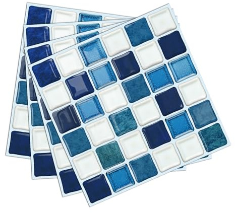 Selbstklebende 3D Mosaik Fliesenaufkleber Vintage Optik Fliesenfolie | PVC Material, 24 Stück, Küche Badezimmer Möbel, wasserfest, Hochglanz Oberfläche, einfache Montage, rückstandslos entfernbar
