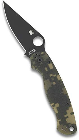 Spyderco Unisex-Adult C81GPCMOBK2 para Military 2 Klappmesser, schwarz Klinge, Tarnung G-10 Griff, Camouflage, 8.28