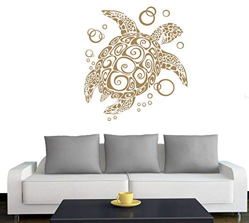 A076 Wandtattoo Bubble Turtle 66cm x 60cm hellbraun (erh. in 40 Farben und 2 Größen)