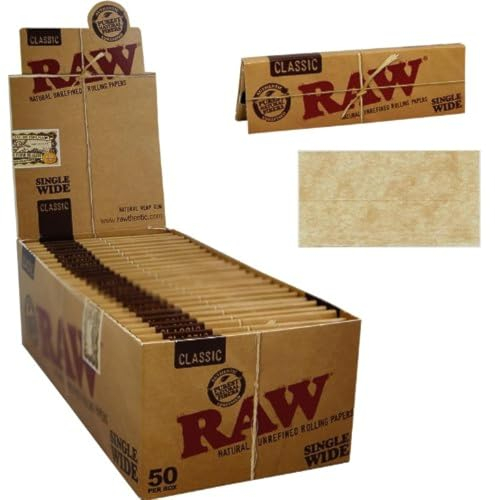 Caja de papel raw corto 70mm . 50 libritos. Natural