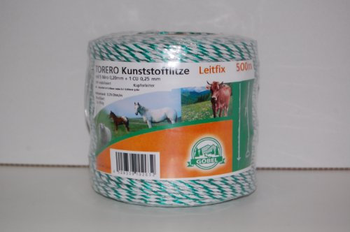 Göbel Weidezaun Litze Torero Leitfix 200m 5 Niroleiter 1 Kupferleiter 0,25 Ohm/m weiß grün