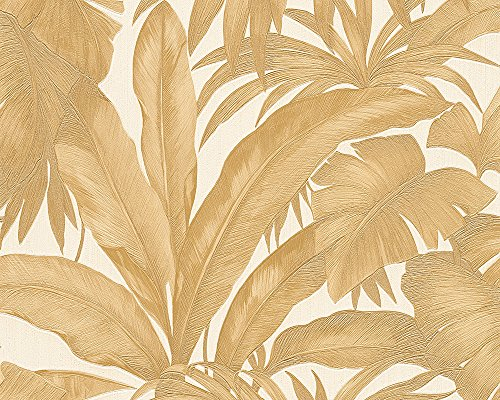 A.S. Création VERSACE wallpaper Vliestapete Giungla Luxustapete mit Palmenblättern Dschungel 10,05 m x 0,70 m creme metallic Made in Germany 962404 96240-4