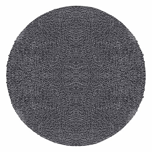 Carpetsale24 Shaggy Hochflor Teppich, 120 cm Rund, Grau, weich, flauschig, modern, einfarbig, Ideal unter Beistelltisch oder im Flur, für Wohnzimmer Schlafzimmer Flur