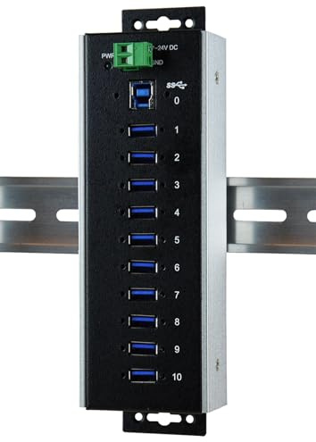 EXSYS EX-1110HMVS-WT 10 Port USB 3.0 HUB, 15KV ESD Surge Protection für erweiterte Temperaturen schwarz