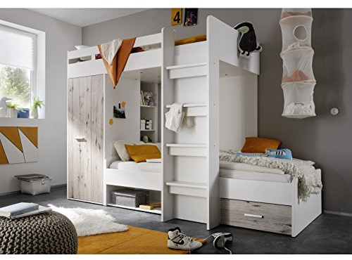 Avanti Trendstore - Hochbett - weiß/Sandeiche Dekor