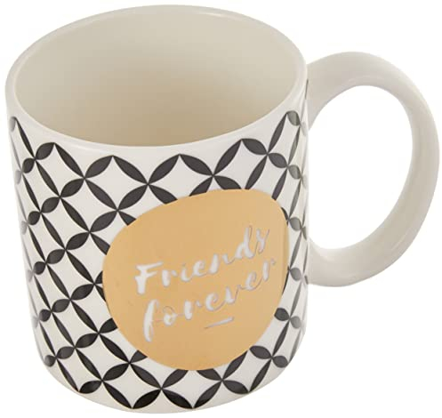 DRAEGER PARIS 1886 Friends Forever, Taza, Porcelana, Blanco, Negro y Oro, 1 Unidad (Paquete de 1)