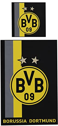 Borussia Dortmund BVB-Bettwäsche mit Streifenmuster (135x200cm), Gelb