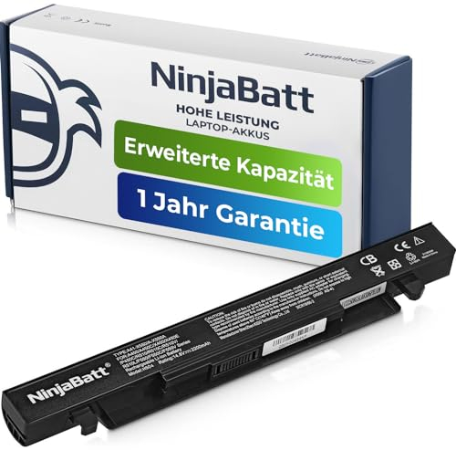 NinjaBatt Batteria per ASUS A41-X550A A41-X550 F550 F450 X550 R510C R510J A550 K550 P550 X550C X550DP X550E X450L X550J R510J – Alte prestazioni [4 celle/2200 mAh/33Wh]