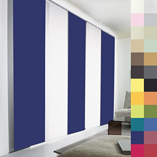 Sun World Schiebegardinen nach Maß, hochqualitative Wertarbeit, alle Größen verfügbar, Maßanfertigung, Schiebevorhang, Raumteiler, Flächenvorhang, Blickdicht (165cm Höhe x 60cm Breite/Dunkelblau)