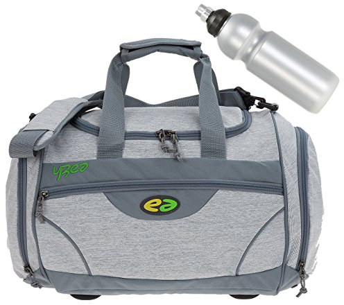 2 Teile Set: YZEA Sporttasche Sports Large by Take it Easy 29016 + Trinkflasche CO2 (Wall 633 (hellgrau melage))