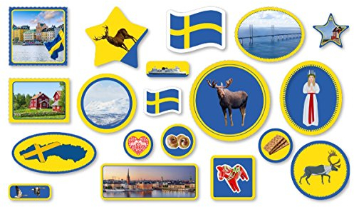 XXL-Großkonfetti * SCHWEDEN * mit 57 großen Konfetti-Teilen für eine Motto-Party oder Länder-Party // Sweden Skandinavien Kinder Kindergeburtstag Deko Motto