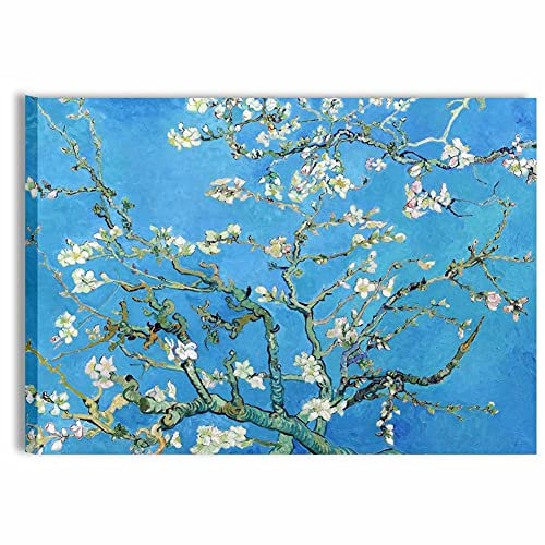 Quadri L&C ITALIA Quadro Van Gogh Ramo di Mandorlo in Fiore 70 x 50 Stampa su Tela da Parete con Fiori per Soggiorno Moderno Camera da Letto Cucina Ufficio